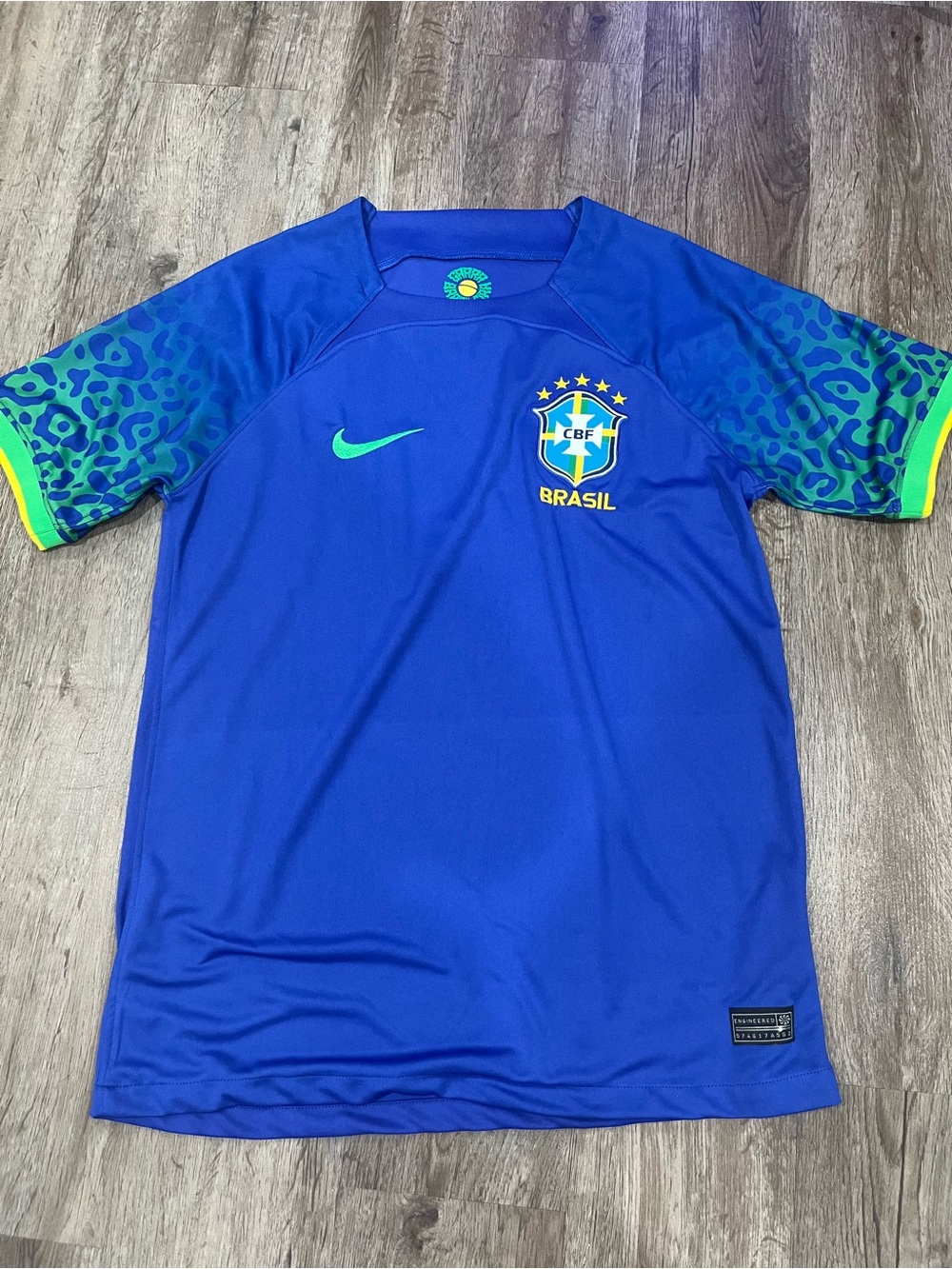 Nike Brazil Blue Soccer Jersey with Green Accents